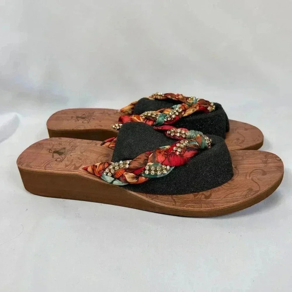 Corkys Risqué Size 11 Sandal Fabric Rhinestone Flip Flop Cushion Comfort - Picture 7 of 9